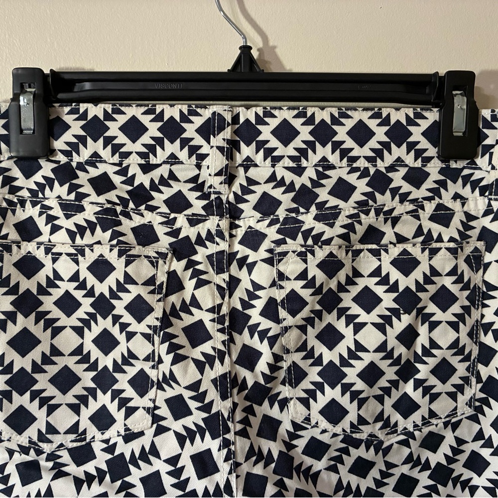 J. Crew Toothpick Ankle Skinny Jeans Navy Cream Geometric Aztec Preppy Money 24 - Picture 8 of 8